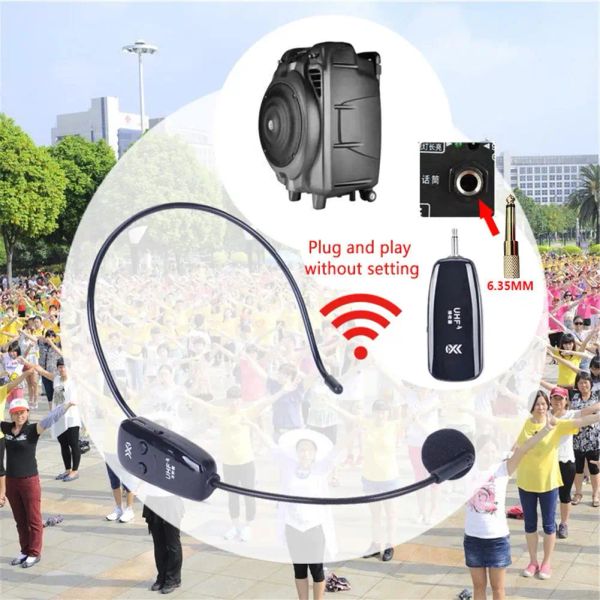 Acessórios novo mini fone de ouvido portátil uhf 2.4g, fone de ouvido bluetooth sem fio microfone amplificador de potência para guia turístico reunião ensino