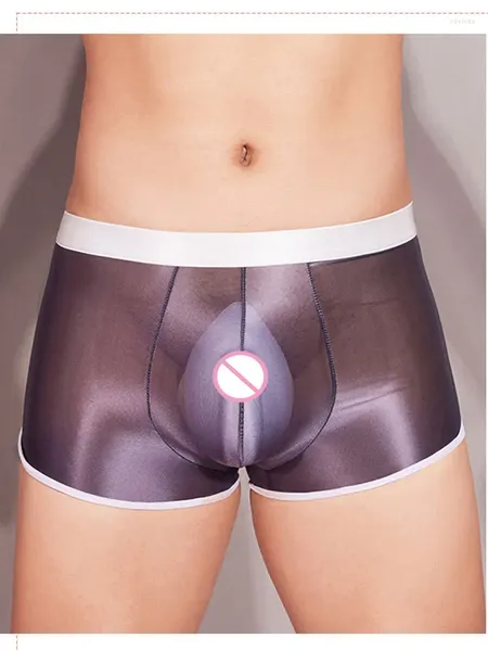 Unterhosen Sexy Herrenhöschen Ice Slik Atmungsaktive Boxer U Bulge Beutelhülle Unterwäsche Elastische schiere transparente Dessous