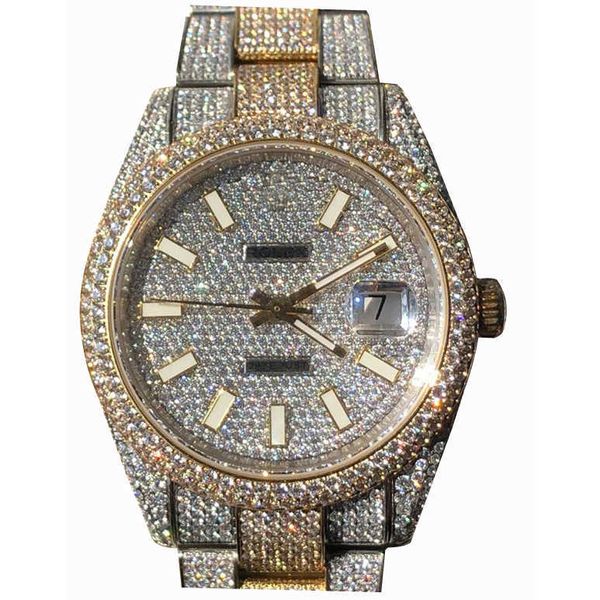 Iced Out Watch Bust Down Day Luxury Just Cz Bling 316 Super Swiss Super Swiss Mechanical Wristwatch