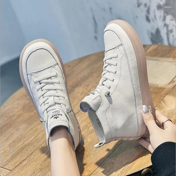 Scarpe Casual 2024 appartamenti sportivi da donna primaverili in vera pelle per donna Sneakers bianche donna calzature incrociate con fondo morbido