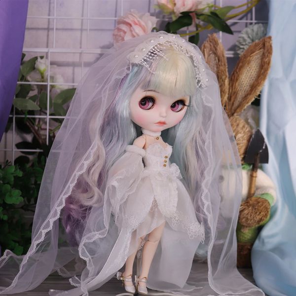 Acessórios para boneca gelada dbs blyth, vestido de casamento branco, terno de casamento 16 bjd anime girl ob24 pullip licca 240311