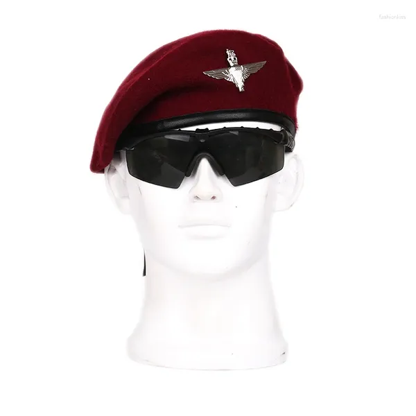 Berets vinho vermelho britânico chapéu de lã diabo boina militar guarda-chuva corpo combate chapéu fãs do exército ao ar livre soldado casual boné