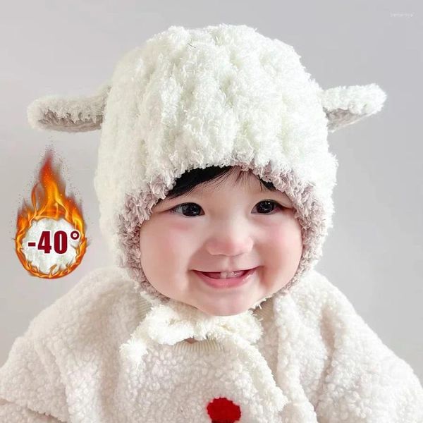 Berretti Simpatico cappello di peluche per bambini Autunno Inverno Orecchie di agnello Berretto Cartoon Kid Boy Girl Paraorecchie caldo