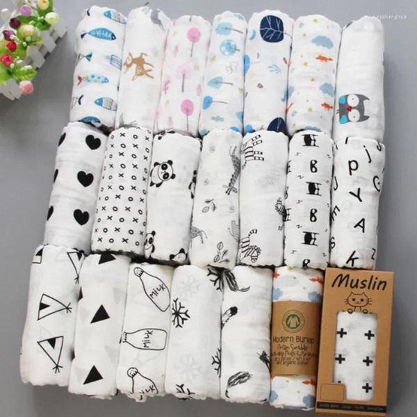 2024 Decken Musselin Decke Baumwolle Baby Swaddles 120 120 cm Weich Geboren Bad Gaze Infant Kinder Wrap Schlafsack Kinderwagen Abdeckung beste qualität