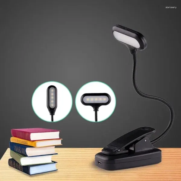 Tischlampen 7 LED-Schreiblampe Nachtleselampe Klemmbett Einfaches aufladbares Schlafzimmer Flexibel für Raumbeleuchtung Buch Schreibtisch Innen