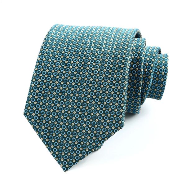 Cravatta da uomo 8 cm Cravatta classica per uomo Poliestere Seta Jacquard Ascot Matrimonio Festa d'affari Corbatas Para Hombre Verde Floreale 240314