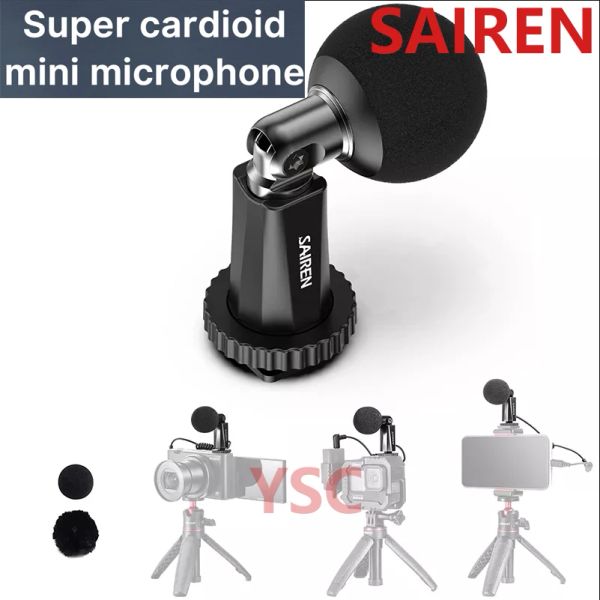 Mikrofonlar Sairen iyi mikrofon I Kamera Üzerinde Mikrofon 3.5mm Süper Kardiyoid 360 ° Mini Mikrofon Telefon için DSLRS Aksiyon Kameraları Doğrudan Vlog