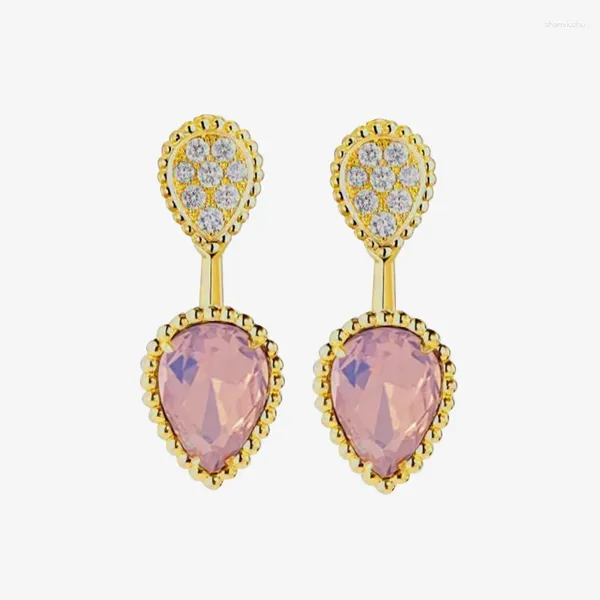 Brincos clássicos gotas de água estilo real banhado a ouro 10 tipos de cor amarelo rosa roxo azul cristal brincos para mulheres