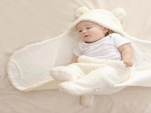 Inverno Coperta per bambini Simpatico cartone animato Orecchie da orso Neonato Swaddle Avvolgere Caldo Unisex Infantile Sacco a pelo Busta morbida Biancheria da letto per bambini Trapunta Y8083382