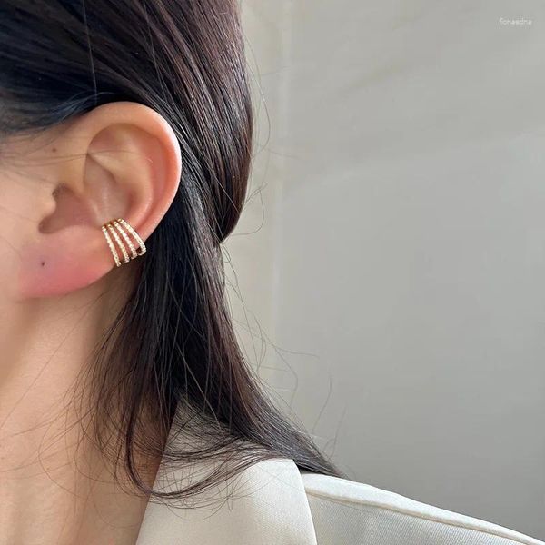 Orecchini posteriori 1PC Micro-intarsio Clip per orecchio femminile 2024 Orecchino con temperamento alla moda senza orecchie forate e clip