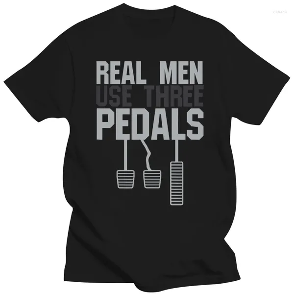 Homens camisetas Engraçado carro cara presente homens reais usam três pedais camiseta casual camisa algodão liso