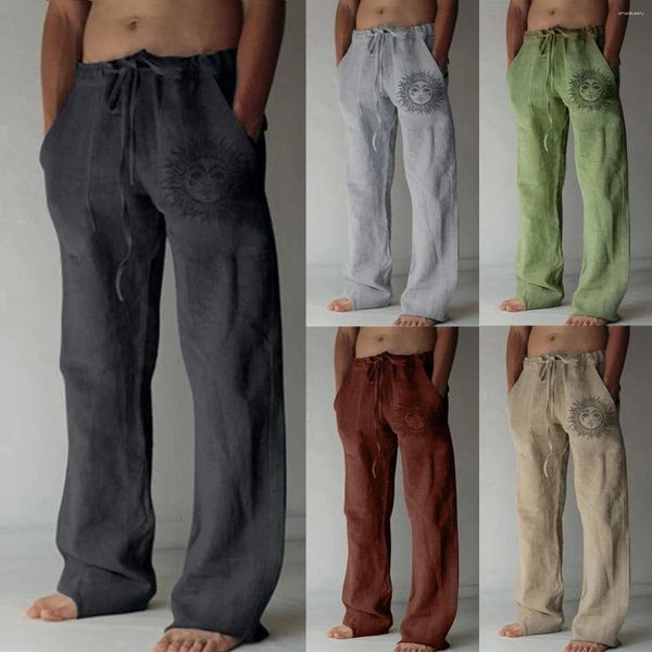 Herrenhose, Kordelzug, Länge, volle Tasche, Sonne, lässiger Druck, Blumenhose, Leinen, Hausgeschenk, offene Zehen, Jungensocke