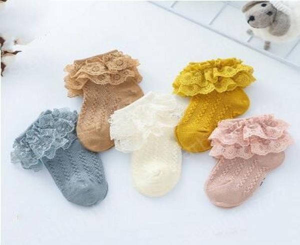Детские кружевные носки, весна-осень 2020, носки принцессы для девочек, носки с двойным кружевом и рюшами, детская мода, хлопковые дышащие короткие до щиколотки, 6 цветов2925989