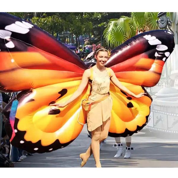 Atacado desfile decoração 2mw inflável borboleta asa traje com luzes led para adultos festa eventos desempenho de palco