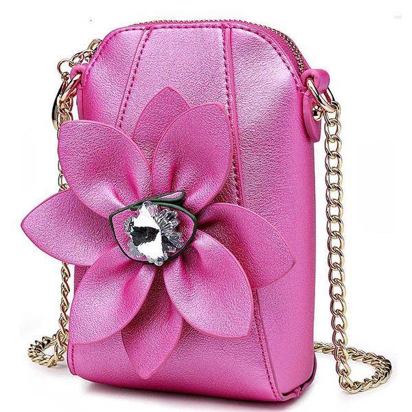 Borse a spalla Moda da donna Mini Elegante Tracolla a catena Applique Borsa a secchiello Borsa a tracolla per telefono Borsa a tracolla Portamonete Ufficio Quotidiano Rosa