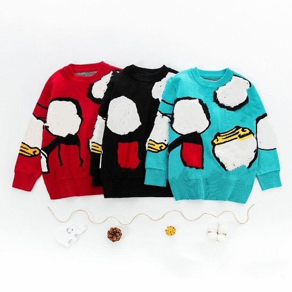 Natale bambini lavorato a maglia pullover rosso ragazzi ragazze cartone animato jaquard maglione a maniche lunghe maglione top Natale bambini abbigliamento coordinato Z5335