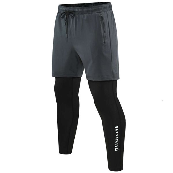 Брюки Lu Align 2 мужские в 1, двухслойные брюки, обтягивающие тренировочные брюки для бега, баскетбольные леггинсы с принтом Fiess и карманами, футболка для бега
