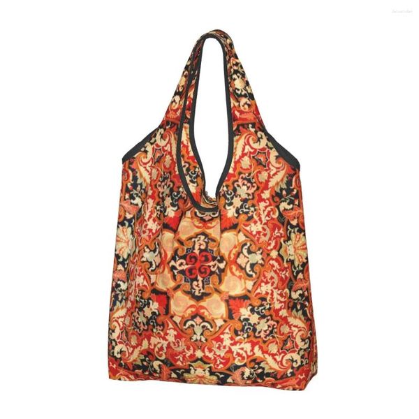 Einkaufstaschen Recycling antike französische Aubusson Teppich Tasche Frauen Tote tragbare Europa Vintage geometrische Lebensmittel Shopper