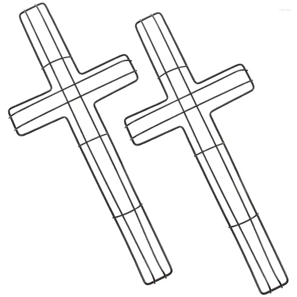 Fiori decorativi 2/3pcs ghirlanda in metallo a forma di croce che produce utensili a cerchio di telaio della chiesa religiosa della festa di pasqua