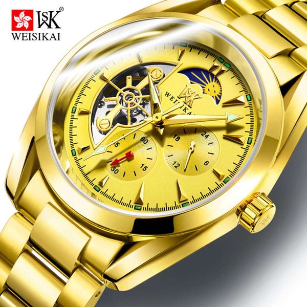 Swiss Weskey Masculino Business Waterproof Star Tourbillon Relógio Mecânico Totalmente Automático