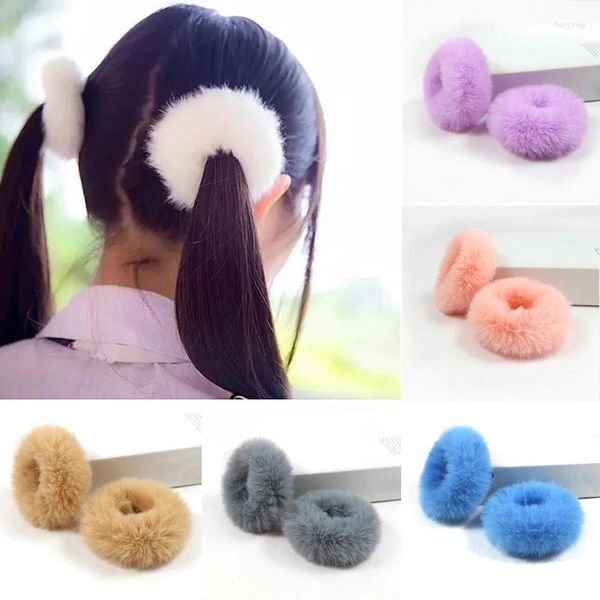 Accessori per capelli Scrunchies pelosi in morbida pelliccia sintetica Fasce elastiche morbide fatte a mano Anello per cravatte da donna