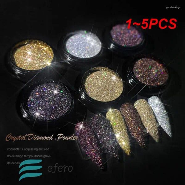 Glitter per unghie 1-5PCS 2g Polvere di zucchero brillante Polvere Bianco Nero Unghie Pigmento Laser olografico per decorazioni artistiche in smalto gel