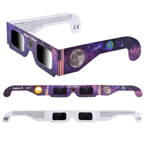 Großhandel mit farbig bedruckten Papierbrillen für die totale Sonnenfinsternis und die ringförmige Sonnenfinsternis im Jahr 2024