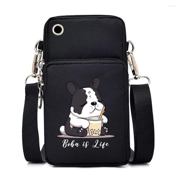 Tasche Mini Handy BubbleTea Frauen Schulter Messenger Boba Is Life Print Geldbörsen und Handtaschen Umhängetaschen für