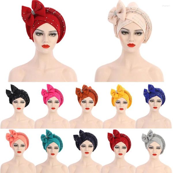 Roupas étnicas Africano Turban Cap 2024 Auto Gele Headtie Chapéu Islâmico para Senhoras Head Wraps Casamento Nigeriano Já Lenço Muçulmano