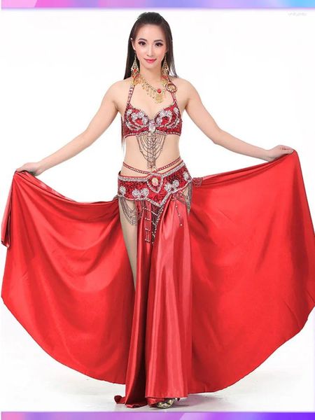 Abbigliamento da palcoscenico Paillettes Abiti da ballo arabi zingari Donna Jazz Costume tinta unita Costume da pancia Performance Nappa latina Ballerina orientale Donna