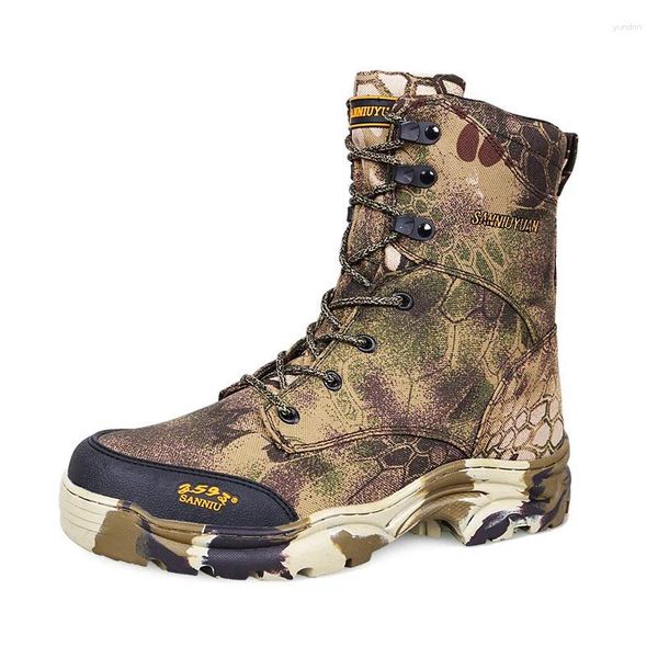 Fitnessschuhe, atmungsaktives Mesh, wasserdicht, Oxford, Camo, rutschfest, für Frühling, Outdoor, Jagd, Wandern, Klettern, Armeetraining, taktische hohe Stiefel