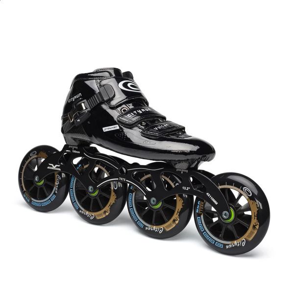 Advanced Carbon Fiber Inline Skates Boot 7075 Alloy CNC Frame 85A Strapazierfähiges PU 110 mm 100 mm 90 mm Roller Skating Wheels Track Racing 240312