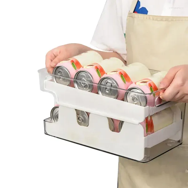 Dispensador de lata de refrigerante para armazenamento de cozinha, para geladeira, organizador de geladeira, suporte para garrafa de bebidas, despensa