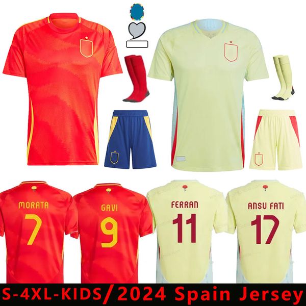 2024 Euro Cup Spagna Maglie nazionali di calcio ANSU FATI ASENSIO MORATA F GAVI TORRES KOKE C SOLER 24/25 RODRI tifosi Versione giocatore magliette da calcio uomo bambino kit