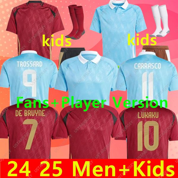 Soccer Jersey Belgiums de Bruyne Lukaku Doku 25 Euro Cup National Team Football Shirt 2025 uomini Kit per bambini che si mette a casa Train Tielemans Bakayoko Trossard