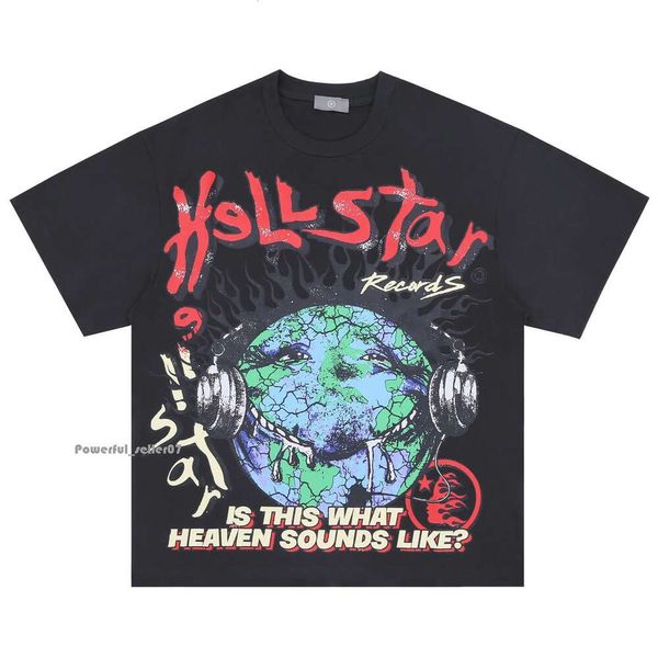 Hellstar Hoodie Tasarımcı Gömlek Erkekler Gevşek Kapşonlu Tees High Street T Shirt Rapçi Yıkama Gri Ağır El Sanatları Kısa Kollu Kadınlar Hell Star Tshirts Boy Boyu S-2XL 4976