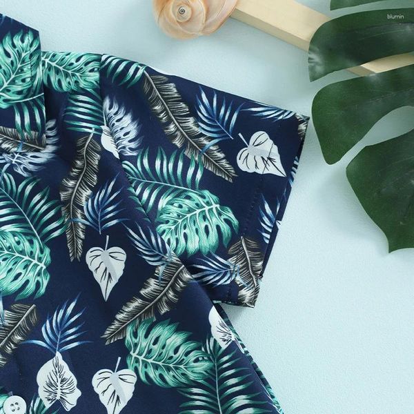 Kleidungssets Kleinkind Kinder Baby Jungen Sommer Shorts Set Hawaii-Outfits Kurzarm Palm Tree Leaves Print Shirt und