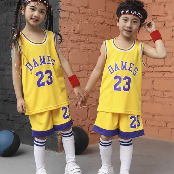 Trikots Kinder Basketball Jersey Anzug Junge Mädchen 2023 Sommer Ärmellose Weste Shorts Schnell Trocknend Schule Klasse Basketball Uniform Outfit Q240318