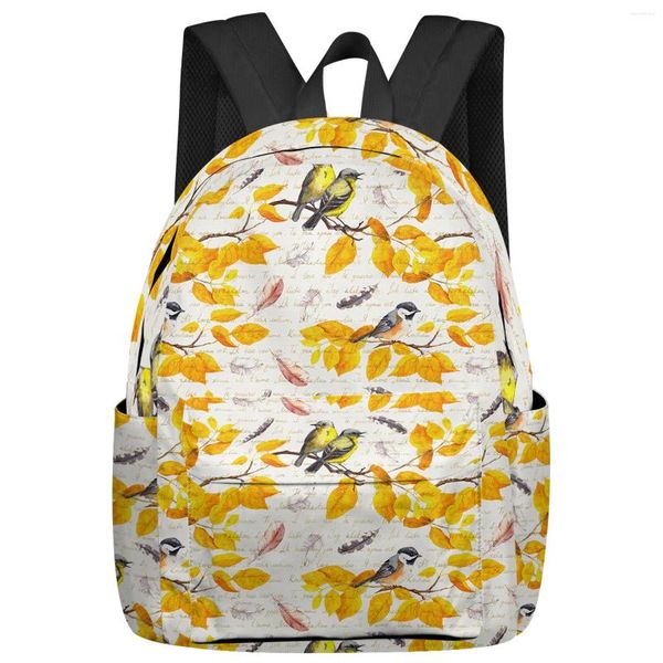 Zaino Autumn Leaf Bird Zaini uomo donna Zaini scuola multitasche impermeabili per studenti Ragazzi Ragazze Laptop Book Pack Mochilas