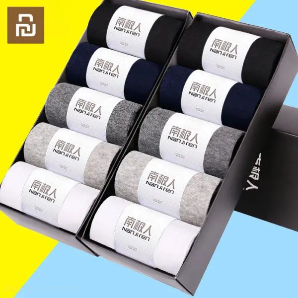 Controllo 10 paia/lotto Youpin Uomo Business Autunno Estate Calzini Calze classiche Casual Atletico Sottile Sox Traspirante Deodorante Calzino di cotone