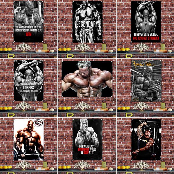 Arazzo da parete con poster motivazionale per bodybuilding - edificante allenamento fitness ispirazione banner da parete bandiera pittura su tela per palestra, dormitorio, camera, arredamento per ufficio