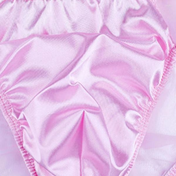 Unterhosen Männer Sissy Höschen Mesh Spleißen Satin Slip U-Konvexen Beutel Dessous Sexy Perspektive Niedrige Taille Atmungsaktive Bikini