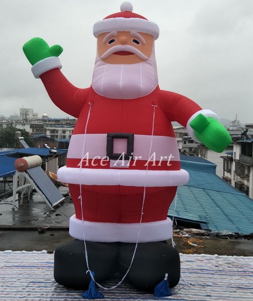 atacado 10mH (33 pés) modelo de figura inflável de barba branca gigante com ventilador de ar para decoração de férias de Natal ou publicidade na loja