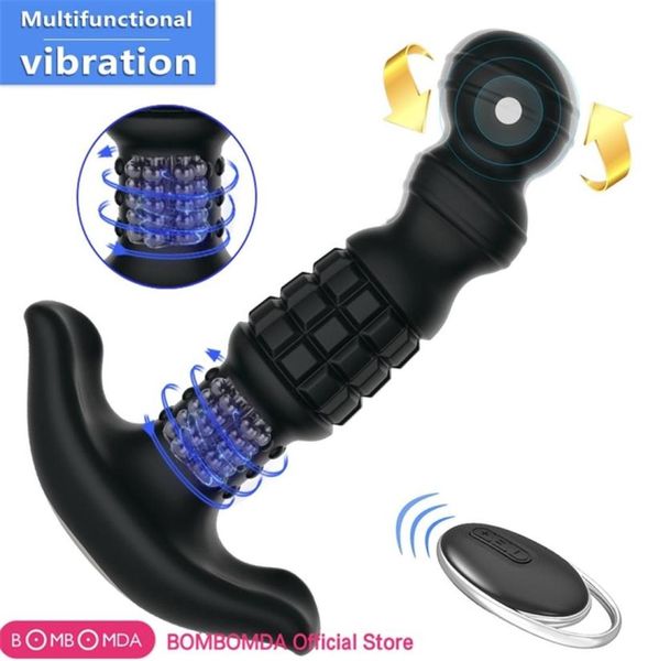 Rotação vibrador anal masculino massageador de próstata vibrador sem fio para homens gspot estimular grande butt plug brinquedos sexuais anal para adultos 205871597