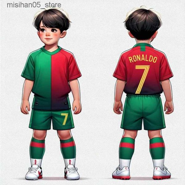 Trikots Neue Jungen-Fußballtrikots Ronald_do #10 und #7 Trikot für Kinder Mess_i Fußball-Jugendtrikot Kinder-Geschenkset mit 3 Teilen Q240318