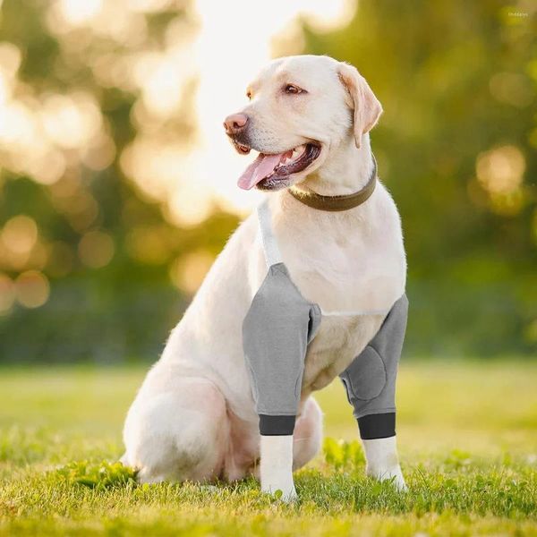 Protetor de cotovelo de vestuário para cães e conjunto de joelheiras ajustáveis para pernas dianteiras para cães pequenos, médios e grandes, manga de recuperação com P macio