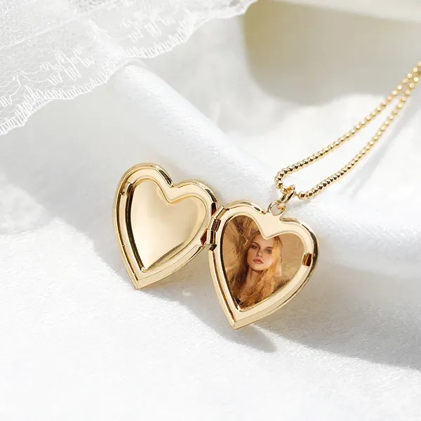 Pingente colares openable amor coração po caixa memória flutuante medalhão colar mulheres moda jóias presente dos namorados