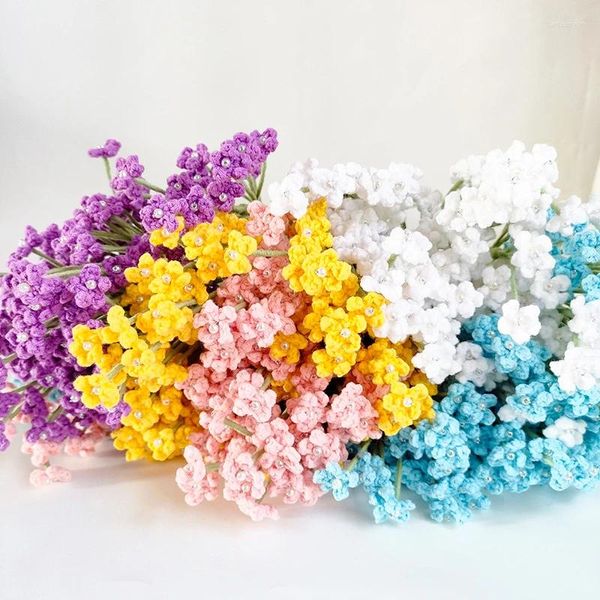 Flores decorativas de crochê gypsophila simulação pérola sólida pogal prop casa festa de casamento artesanal decoração diy flor falsa