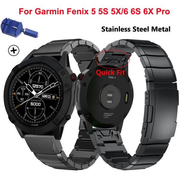 Uhren 26mm Correa Fenix6 QuickFit Uhrenarmband Edelstahl Sport Metallarmband für Garmin Fenix5 5S 5X Plus 6 6X 6S Armband