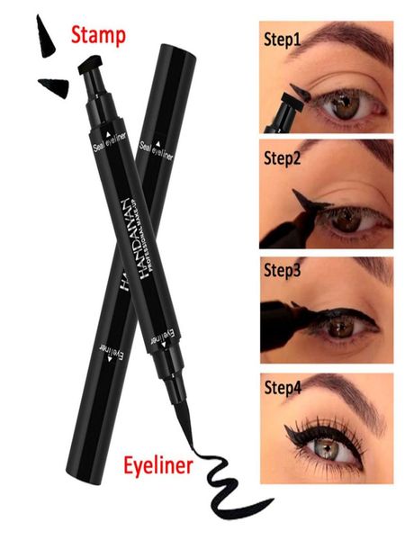 Matita per eyeliner a doppia testa Triangolo con sigillo Eyeliner Liquido impermeabile Wing Eye Liner Strumento per cosmetici4392979